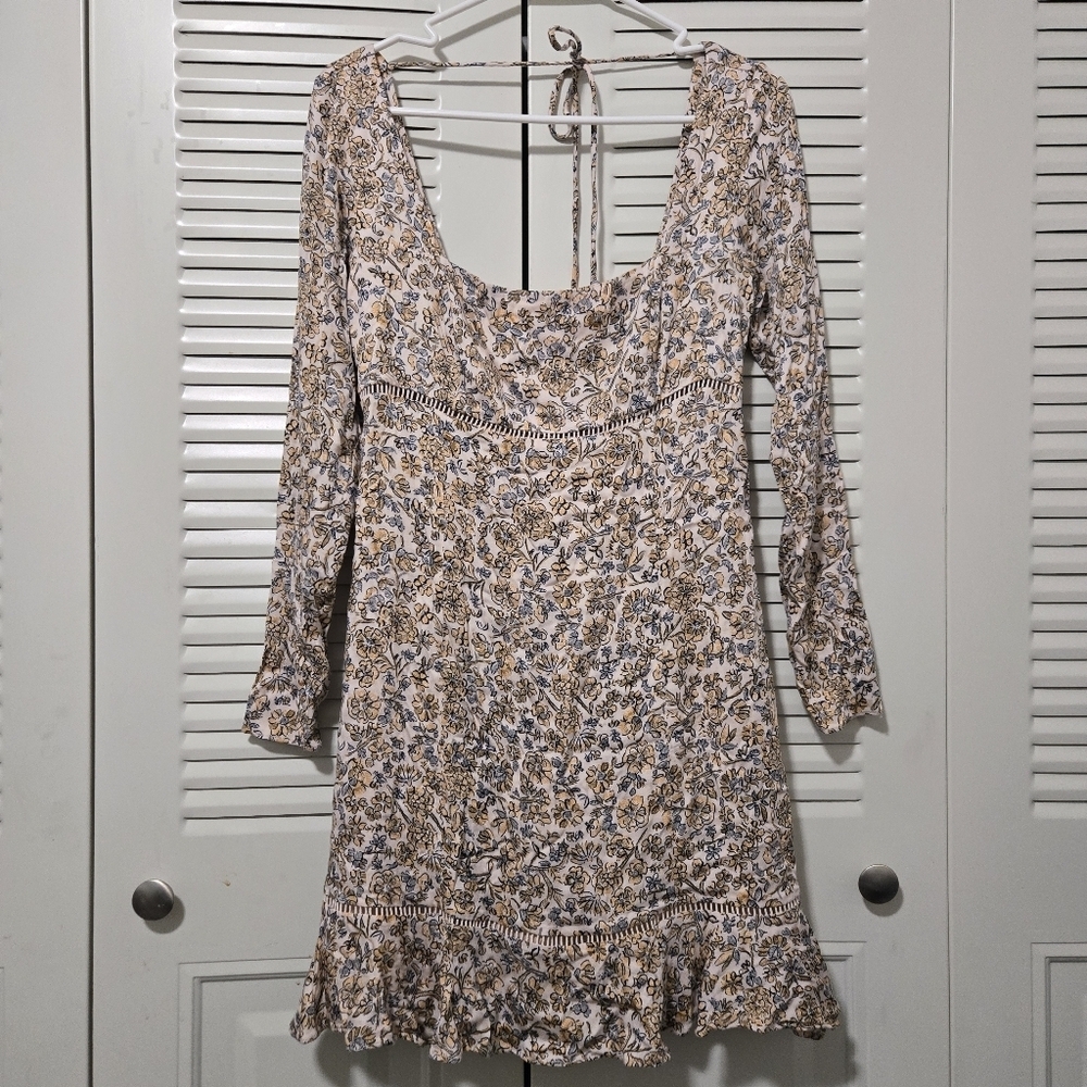 Free People Women's Boheme Mini Dress, Ivory Combo, Off White, Floral Size 4 - Picture 3 of 10